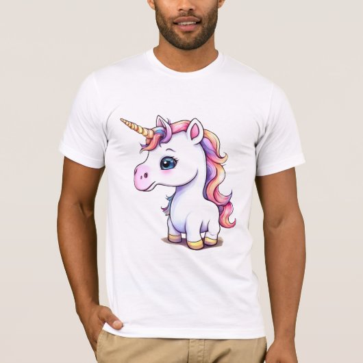 Niedlich Unicorn Cool Rainbow-positiv T-Shirt (Vorderseite)