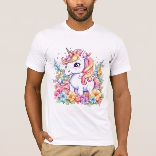 Niedlich Unicorn Cool Rainbow-positiv T-Shirt (Vorderseite)