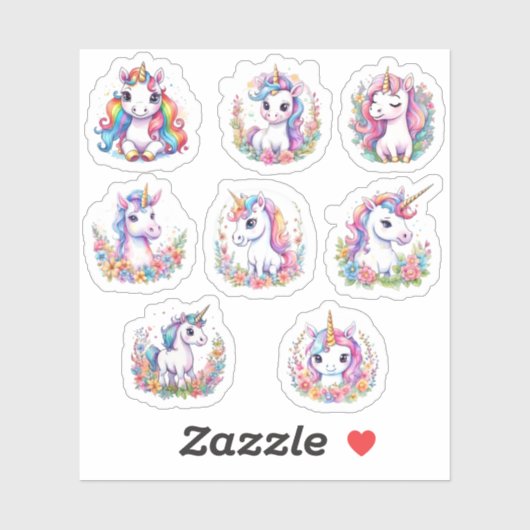 Niedlich Unicorn Cool Unicorn positiv Aufkleber (Blatt)