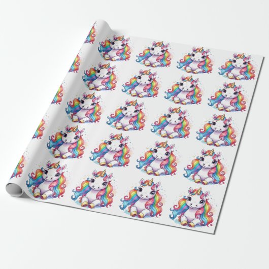 Niedlich Unicorn Cool Unicorn positiv Geschenkpapier (Ungerollt)