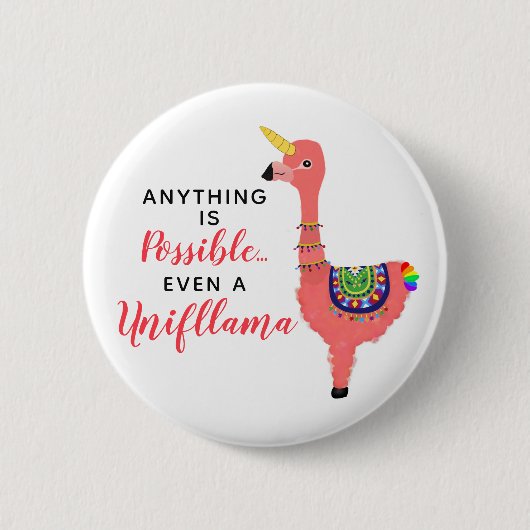 Niedlich Unicorn Flamingo Llama Inspirierend Unifl Button (Vorderseite)