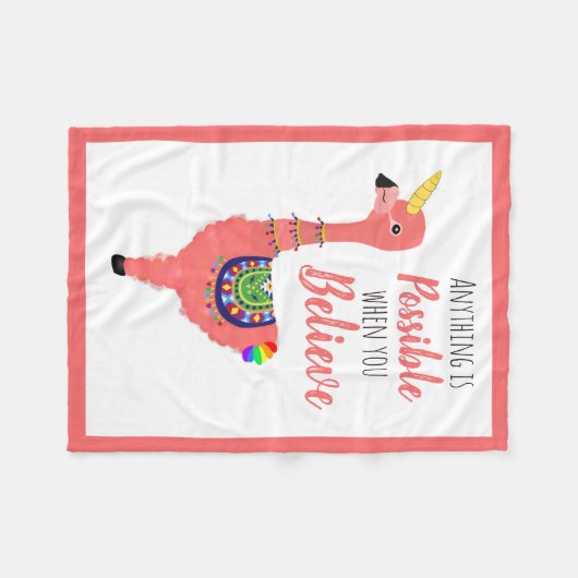 Niedlich Unicorn Flamingo Llama Inspirierend Unifl Fleecedecke (Vorderseite (Horizontal))