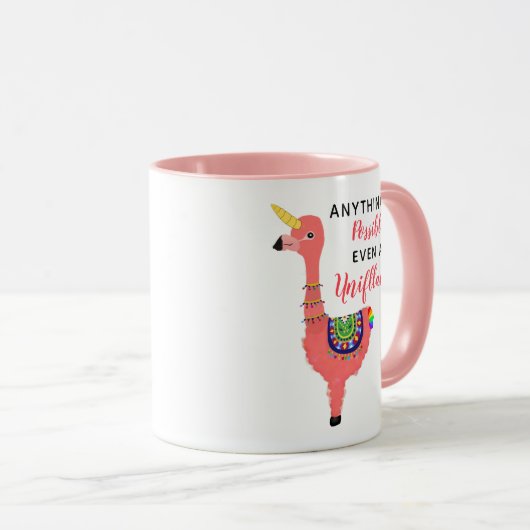 Niedlich Unicorn Flamingo Llama Inspirierend Unifl Tasse (VorderseiteRechts)