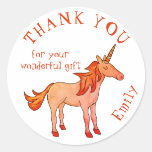 Niedlich Unicorn Geburtstag Danke Runder Aufkleber