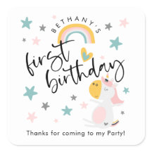 Niedlich Unicorn Girl 1. Geburtstag Vielen Dank