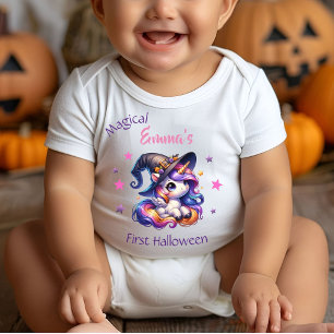 Niedlich Unicorn Girl erstes Halloween mit Name Baby Strampler