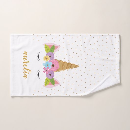 Niedlich Unicorn Gold Glitzer Girly Individuelle N Badhandtuch Set (Handtuch)