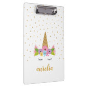 Niedlich Unicorn Gold Glitzer Girly Individuelle N Klemmbrett (Rechts)