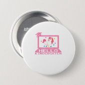Niedlich Unicorn Hello Virtual Kindergarten Teac Button (Vorne & Hinten)