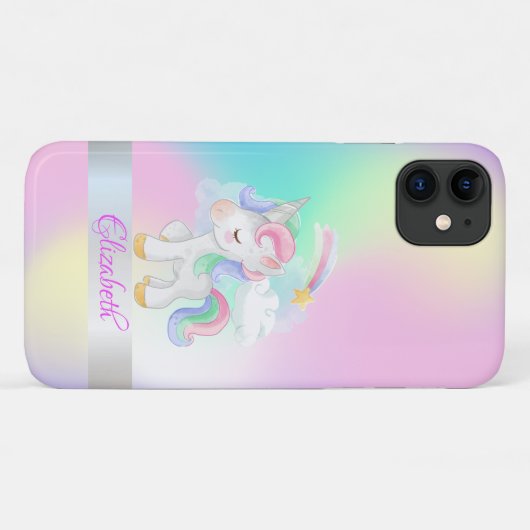 Niedlich Unicorn Holographic Ombre Case-Mate iPhone Hülle (Rückseite (Horizontal))
