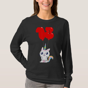 Niedlich Unicorn Katze 18. Geburtstag Kinder Ballo T-Shirt