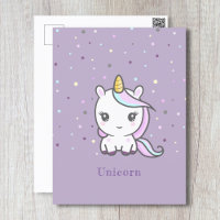 Niedlich Unicorn Lila Postkarte