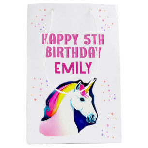 Niedlich Unicorn Magical Star Girl Happy Birthday Mittlere Geschenktüte