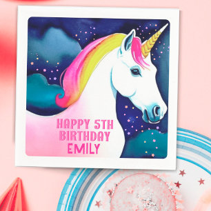 Niedlich Unicorn Magical Star Girl Happy Birthday Serviette
