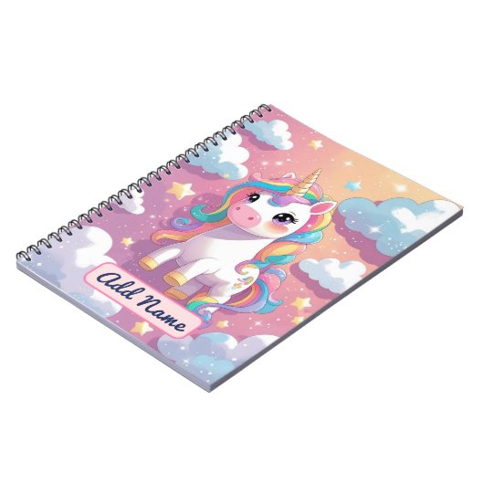 Niedlich Unicorn-Notebook - bearbeitbarer Name Notizblock (Linke Seite)