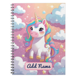 Niedlich Unicorn-Notebook - bearbeitbarer Name Notizblock