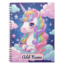 Niedlich Unicorn-Notebook - bearbeitbarer Name