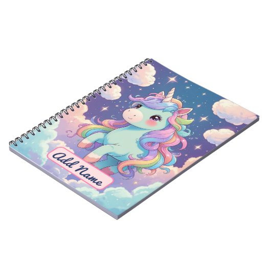 Niedlich Unicorn-Notebook - bearbeitbarer Name Notizblock (Linke Seite)