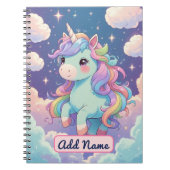 Niedlich Unicorn-Notebook - bearbeitbarer Name Notizblock (Vorderseite)