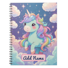 Niedlich Unicorn-Notebook - bearbeitbarer Name Notizblock