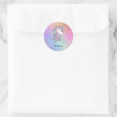 Niedlich Unicorn Ombre Rainbow Glitzer Sparkle Runder Aufkleber (Tasche)