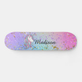 Niedlich Unicorn Ombre Rainbow Glitzer Sparkle Skateboard (Horizontal)