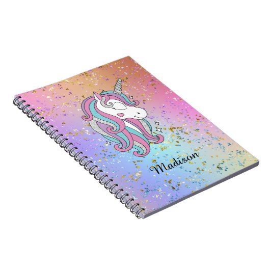 Niedlich Unicorn Ombre Rainbow Glitzer Sparkle Spi Notizblock (Rechte Seite)