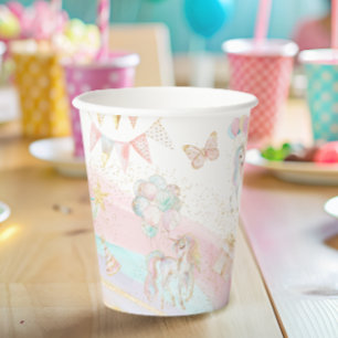 Niedlich Unicorn Pastel Rainbow Geburtstag Pappbecher