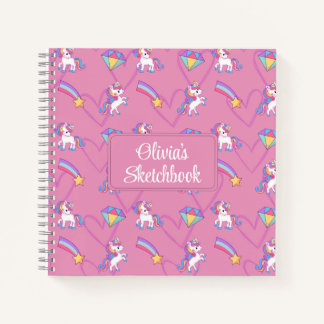 Niedlich Unicorn Personalisiert Girl Sketchbook No Notizblock
