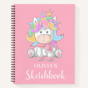 Niedlich Unicorn Personalisiert Kids Sketchbook No Notizblock