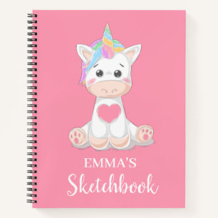 Niedlich Unicorn Personalisiert Kids Sketchbook No Notizblock