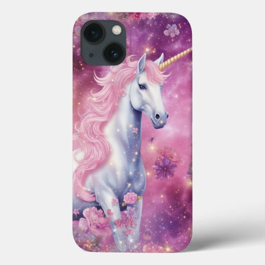 Niedlich Unicorn Pink Fantasy Floral Girl Case-Mate iPhone Hülle (Rückseite)