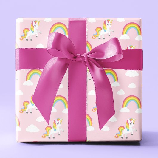 Niedlich Unicorn PInk Girly Rainbow Kids Pattern Geschenkpapier