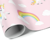 Niedlich Unicorn PInk Girly Rainbow Kids Pattern Geschenkpapier (Rolleneckpunkt)