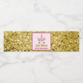 Niedlich Unicorn Pink Gold Glitzer Quinceañer Wasserflaschenetikett (Einzelnes Label)