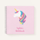 Niedlich Unicorn Polka Dot Personalisiert Sketchbo Notizblock (Vorderseite)