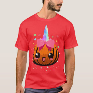 Niedlich Unicorn Pumpkin Einhorn halloween Kinder T-Shirt