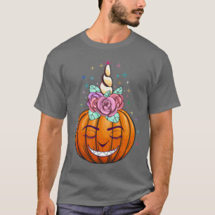 Niedlich Unicorn Pumpkin Halloween Erntedank Gesch T-Shirt