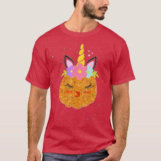 Niedlich Unicorn Pumpkin Halloween Erntedank Girls T-Shirt