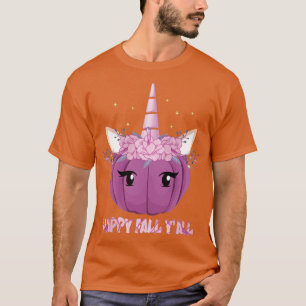 Niedlich Unicorn Pumpkin Halloween Erntedank Happy T-Shirt