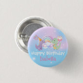 Niedlich Unicorn Rainbow Dino Donut Ballon Geburts Button (Vorne & Hinten)