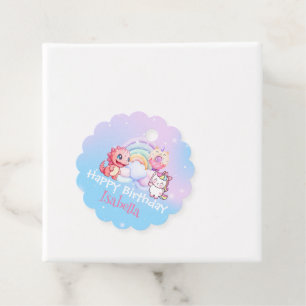 Niedlich Unicorn Rainbow Dino Donut Ballon Geburts Geschenkanhänger