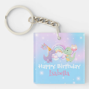 Niedlich Unicorn Rainbow Dino Donut Ballon Geburts Schlüsselanhänger