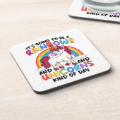Niedlich Unicorn Rainbow Funny Getränkeuntersetzer (Linke Seite)