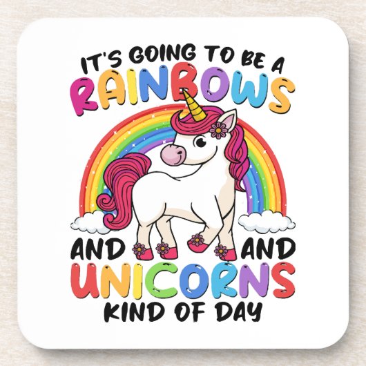 Niedlich Unicorn Rainbow Funny Getränkeuntersetzer (Vorderseite)