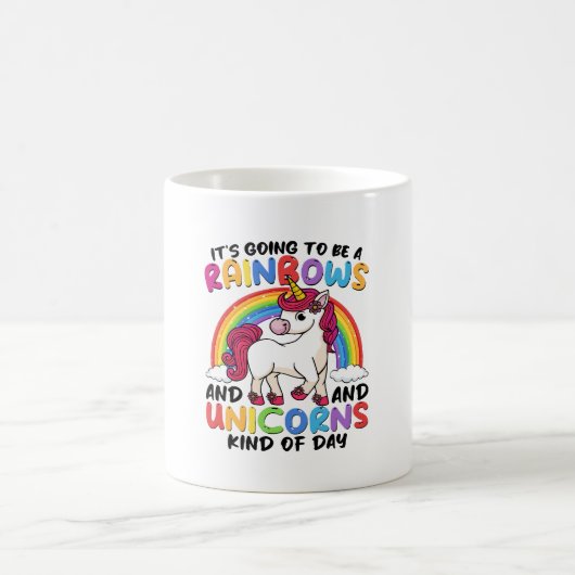 Niedlich Unicorn Rainbow Funny Kaffeetasse (Mittel)