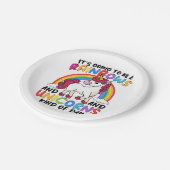 Niedlich Unicorn Rainbow Funny Pappteller (Schrägansicht)