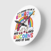 Niedlich Unicorn Rainbow Funny Runde Wanduhr (Winkel)