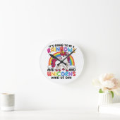 Niedlich Unicorn Rainbow Funny Runde Wanduhr (Zuhause)