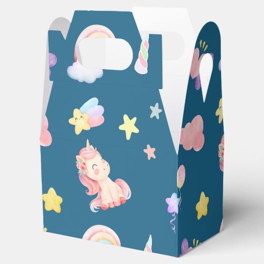 Niedlich Unicorn Rainbow Herzballon Sternmuster Geschenkschachtel (Geöffnet)